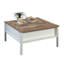 Table basse carrée blanche avec plateau d'échecs amovible, tablette cachée, détails en chêne, conception, installation rapide, carré de 37,68 po, accent inférieur de 19,54 po, assemblage facile,