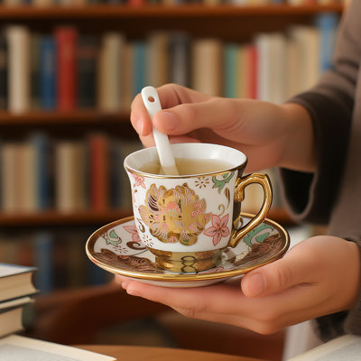 Gold Electroplated Ceramic Tea & Coffee Set
