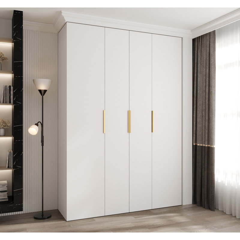 Wardrobe Moko 4, Cashmere/Gold, 245,5cm H x 170cm W x 50cm D