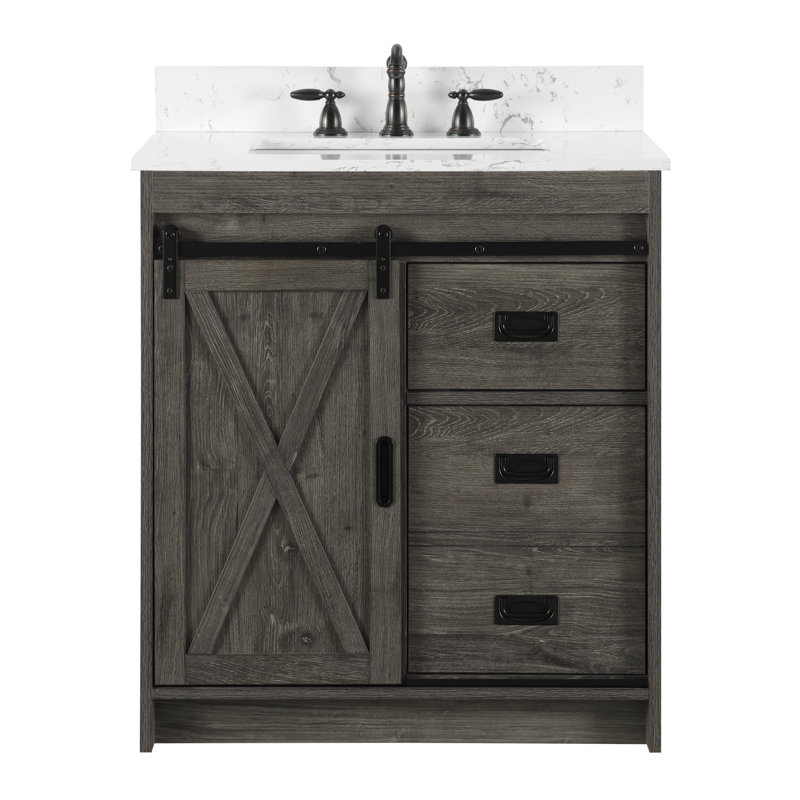 Ensemble de meuble-lavabo simple 30 po Jillian, Gris anthracite / noir mat