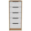 Commode 5 tiroirs, commode verticale - blanc / pin