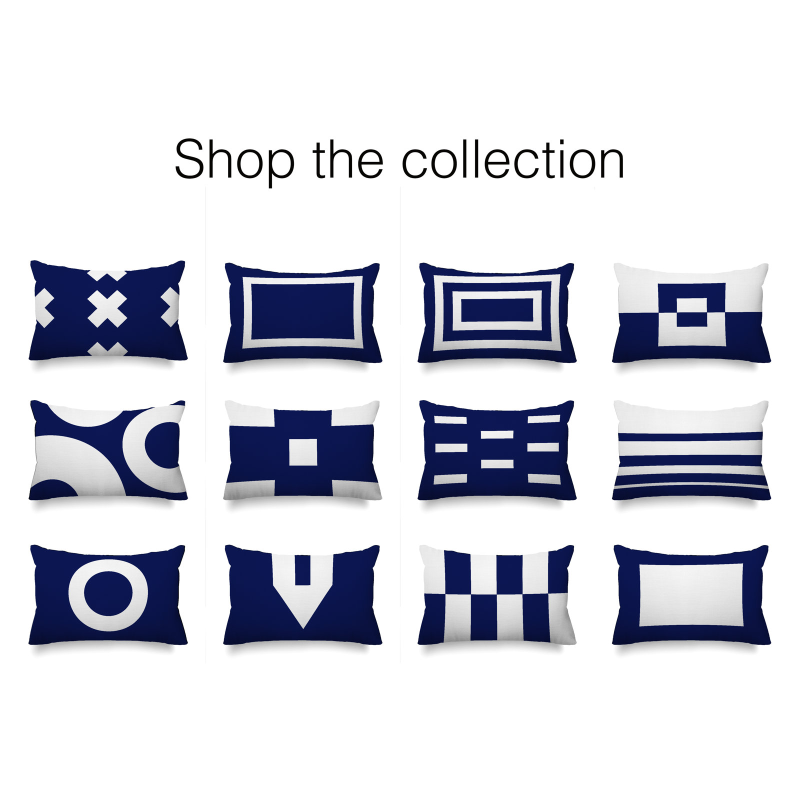 Luella Geometric Indoor/Outdoor Throw Pillow, Navy Blue