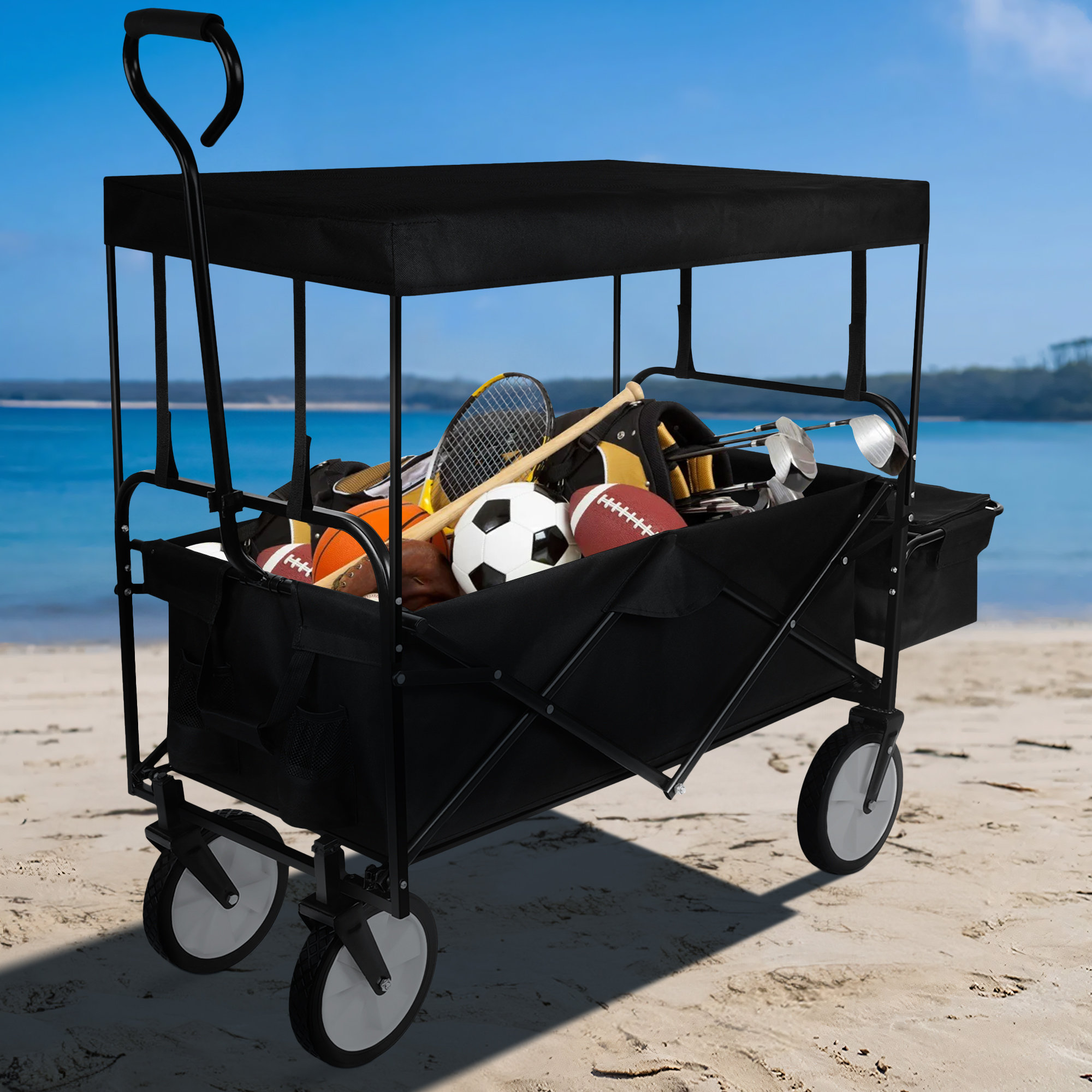 Wagon Cart Foldable, Collapsible Folding Wagon With All