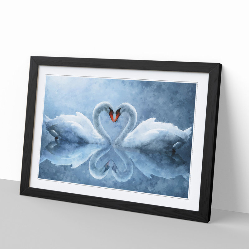 White Swan Vol.3 - Picture Frame Painting, 48cm H x 65cm W x 2cm D, Black Framed