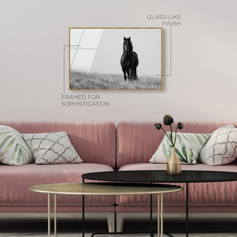 Lone Stallion I Print, 17" H x 25" W, Gold Floater Frame