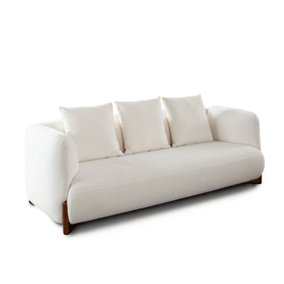 Canapé Link en tissu ivoire Elite avec pieds en bois
