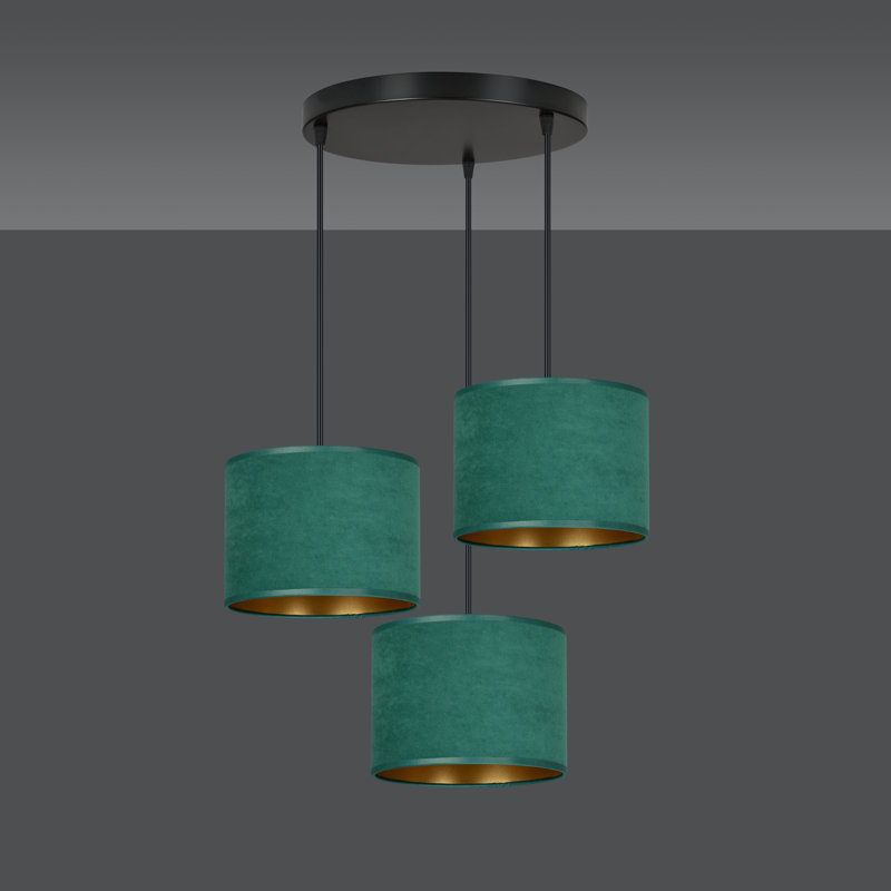 Eamie 3 - Light Black Cluster Pendant, Green