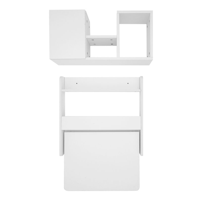 Bibliothèque murale en bois massif rectangulaire pliable pour ordinateur portable, Blanc