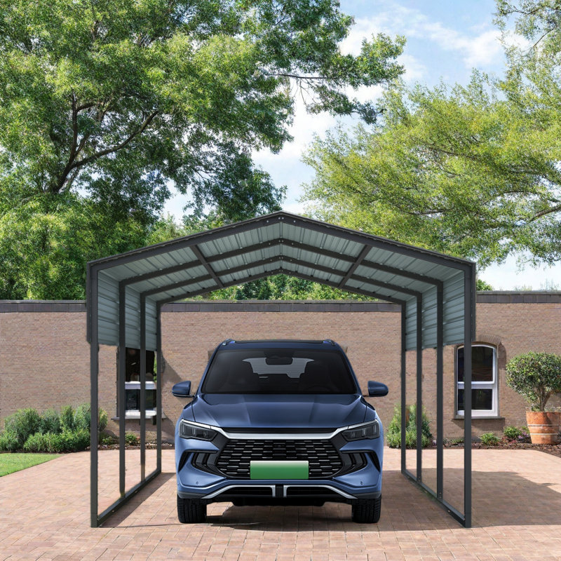 Heavy-Duty 10x15 ft Outdoor Metal Carport with Galvanized Steel Roof, Rust-Resistant Frame, Weatherproof Canopy Shelter for Car, Truck, Boat, Backyard Events