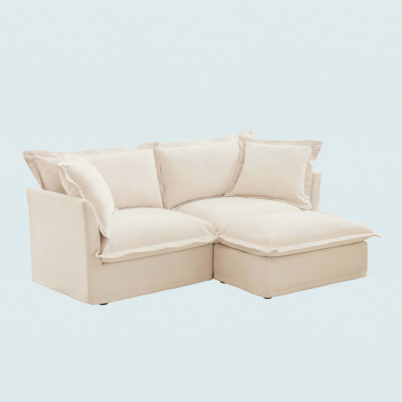 Canapé modulaire à 2 places Australis, Chenille crème, H 34,6 po x l 83,4 po x P 33 po