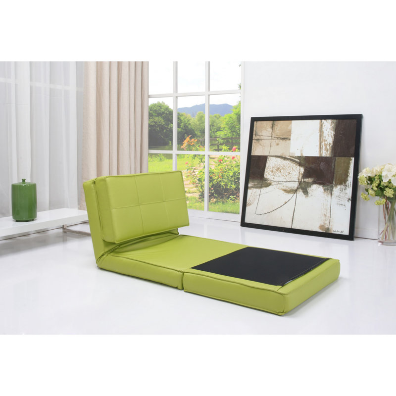 Avita 29.1'' Upholstered Convertible Chair, Green Faux Leather