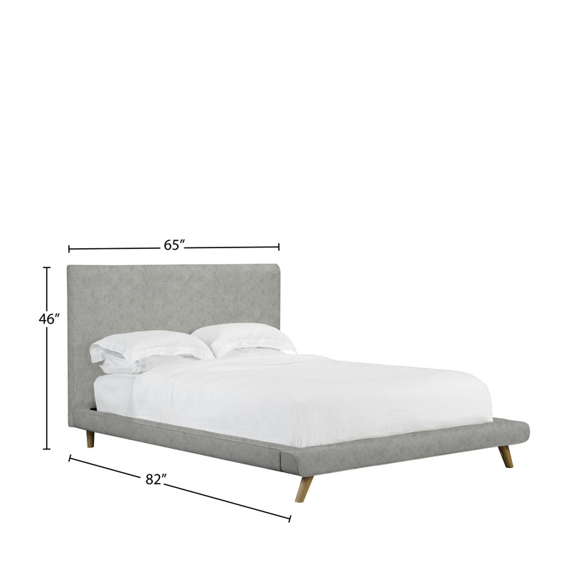 Lit plateforme tapissier Brownell, Argent, Double