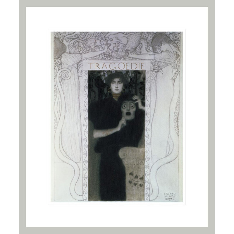 Tragédie par Gustav Klimt, impression giclée encadrée, H 21,23 po x l 17,75 po