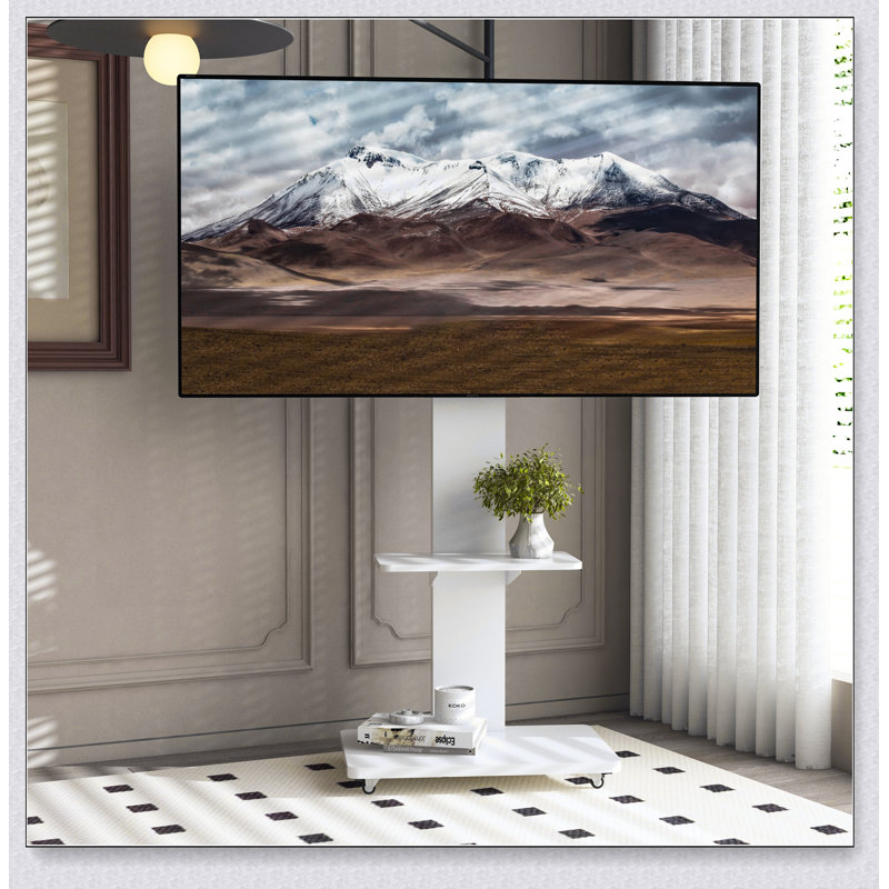 Meuble télé avec tablette pour le salon, la chambre à coucher, les bureaux, le chariot de télévision mobile pour 32 à 75 pouces, support de plancher avec roulettes verrouillables