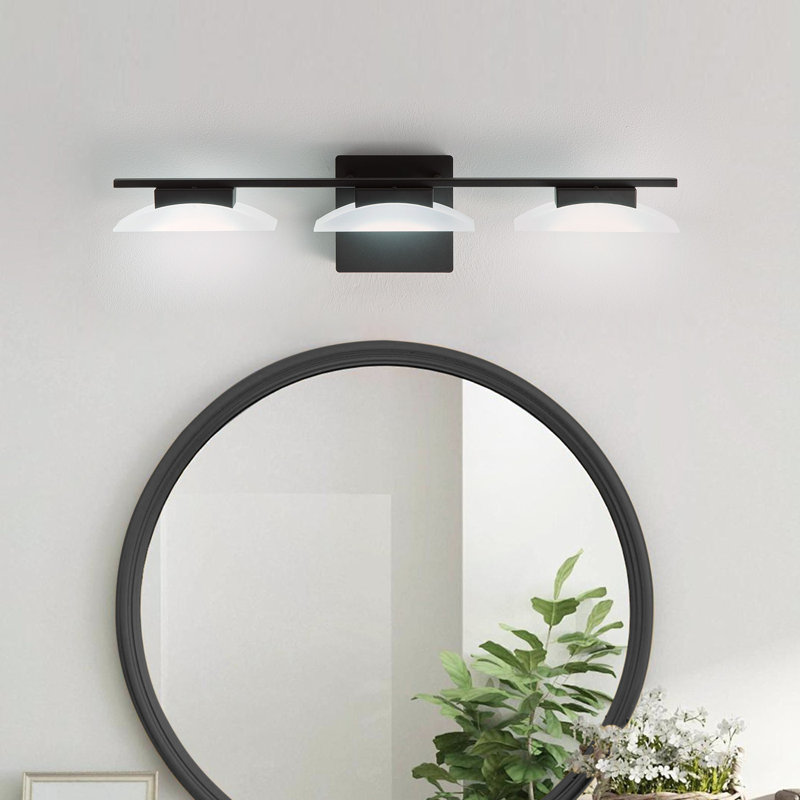 Éclairage pour meuble-lavabo à 3 ampoules DEL, métal noir et acrylique, à intensité variable, certifié ETL, 6000K