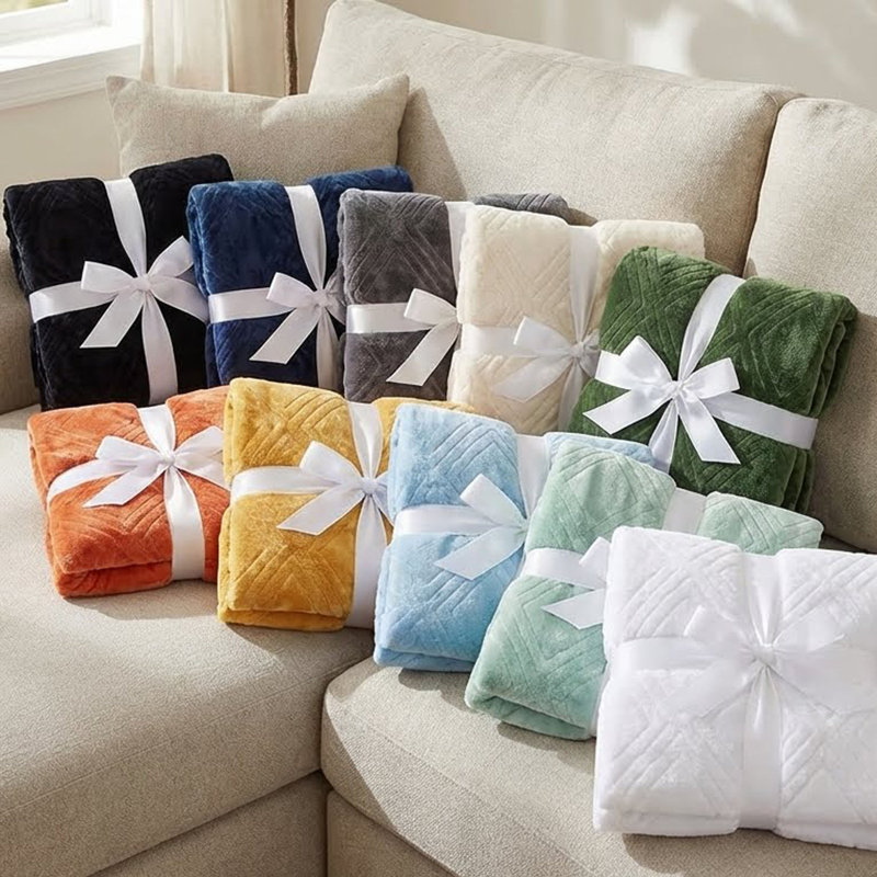 Couverture molletonnée en polyester moelleux Alaska, Double/Grand, Blanc