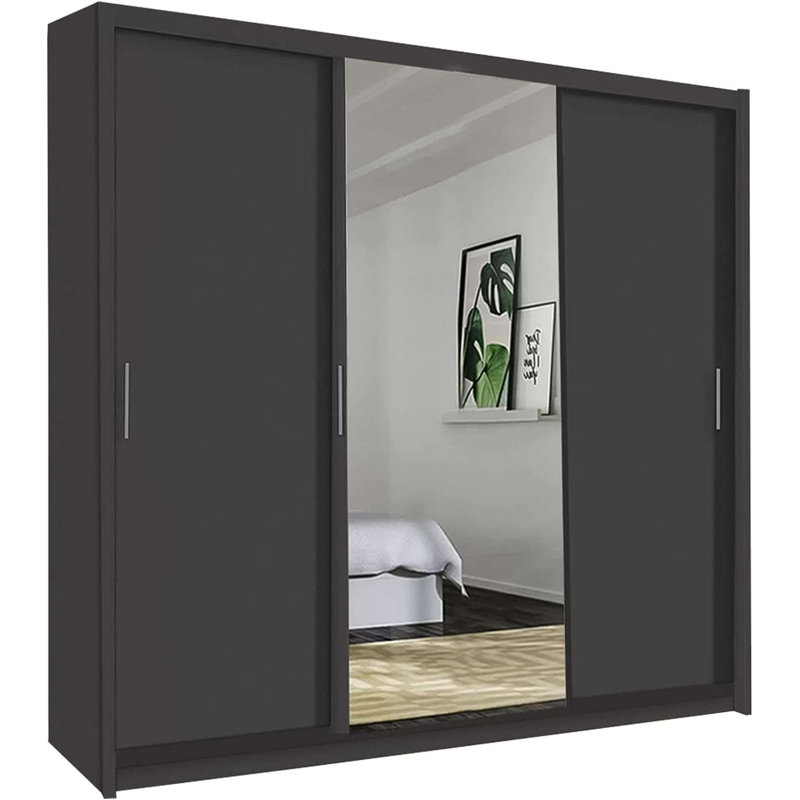 Chuipek 3 Door Manufactured Wood Wardrobe, Grey