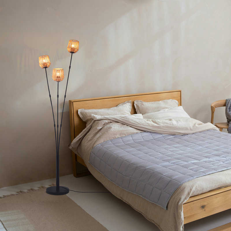 Lianabel 64.96'' Rattan Tree Floor Lamp with 3 Bulbs Included
