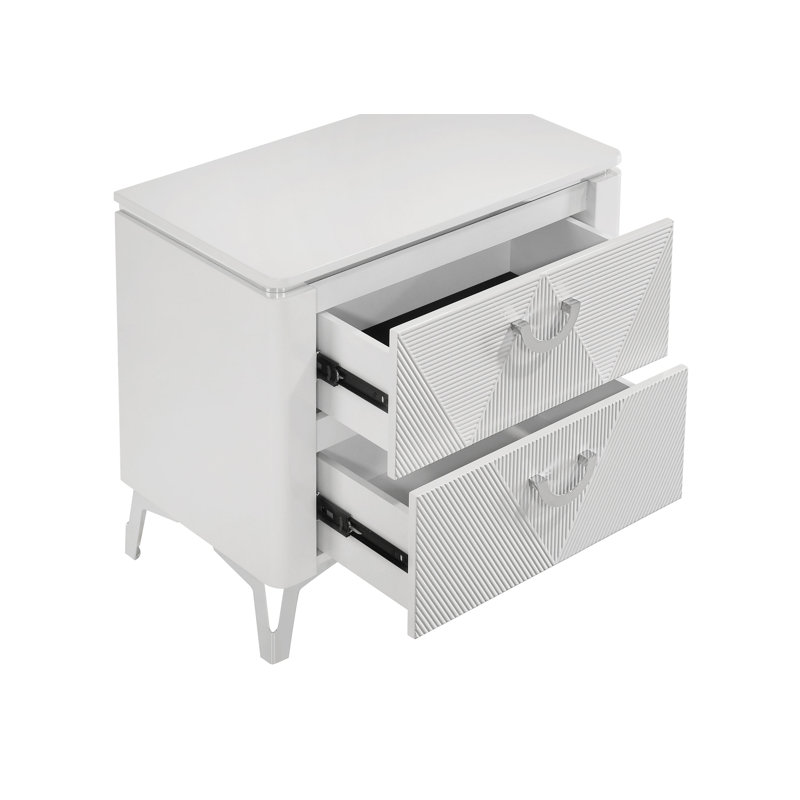Table de chevet 2 tiroirs Nettie avec port USB