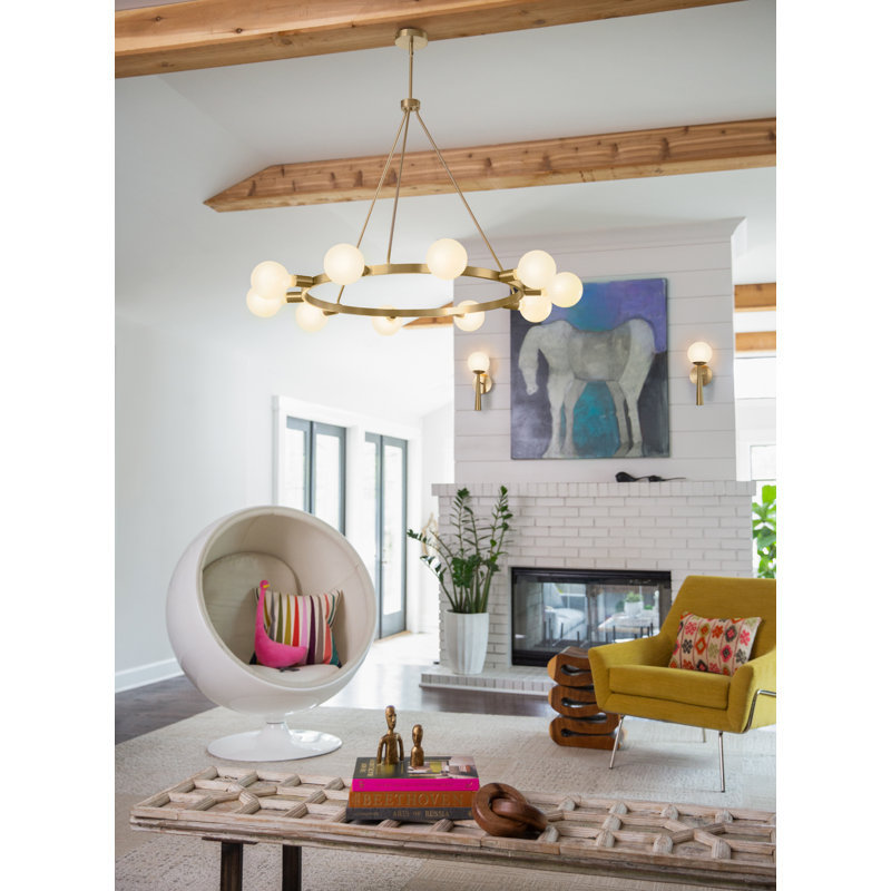 Carolee 10 - Light Dimmable Chandelier, Lacquered Brass