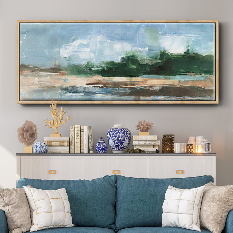 Toile encadrée de qualité supérieure Tropical Shore I - prête à être accrochée, H 24 po x l 60 po x P 1,5 po