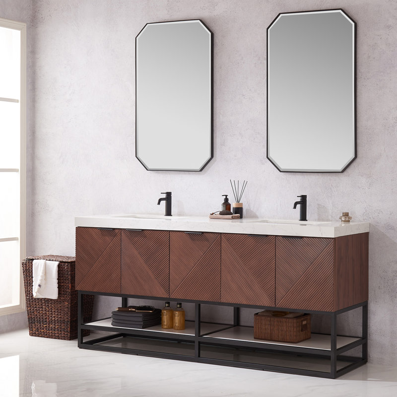 Mahon Double Bathroom Vanity, Noir mat, Noir mat