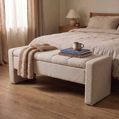 53.9"W Upholstered Flip Top Storage Bench