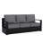 Oneita Modern Outdoor Aluminum Patio 3-Seater Sofa with 6inch Thick Grey Cushions-329227460