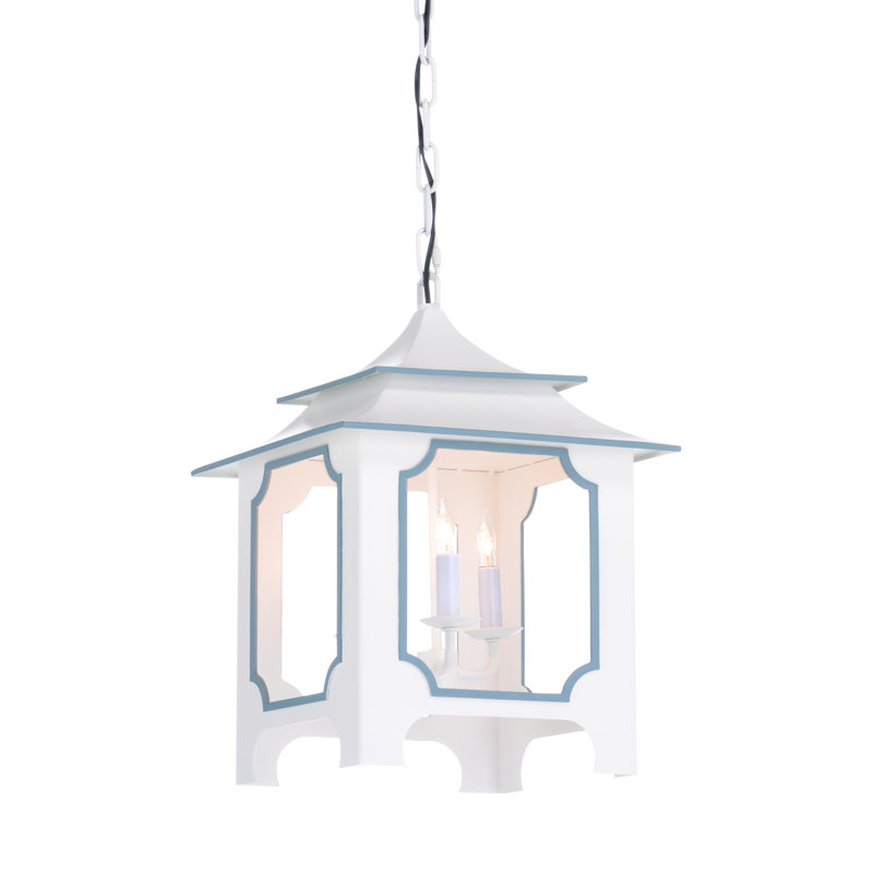 Lustre carré à 3 lumières Tole, Gris/bleu, H 18 po x l 13,5 po x P 13,5 po