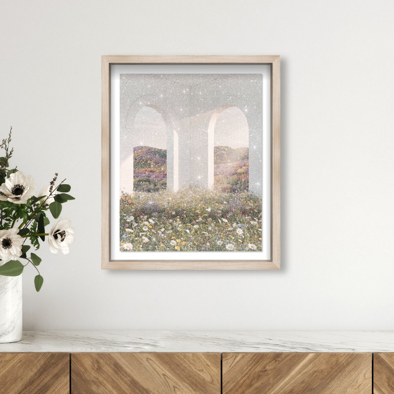 Sunlight Coming Through Framed Graphic Art, 46.5"H x 37.5"W, Natural Oak Shadowbox