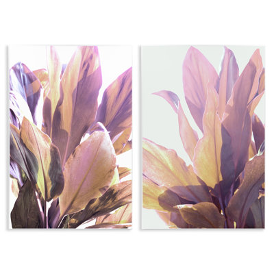 Ensemble de 2 plaques murales Sunlit Tropical Leaves, design par Gemma Bardot