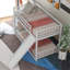 Lit simple superposé au-dessus d'un lit blanc avec glissière convertible et escalier - peu encombrant et fabriqué en bois-1751940055