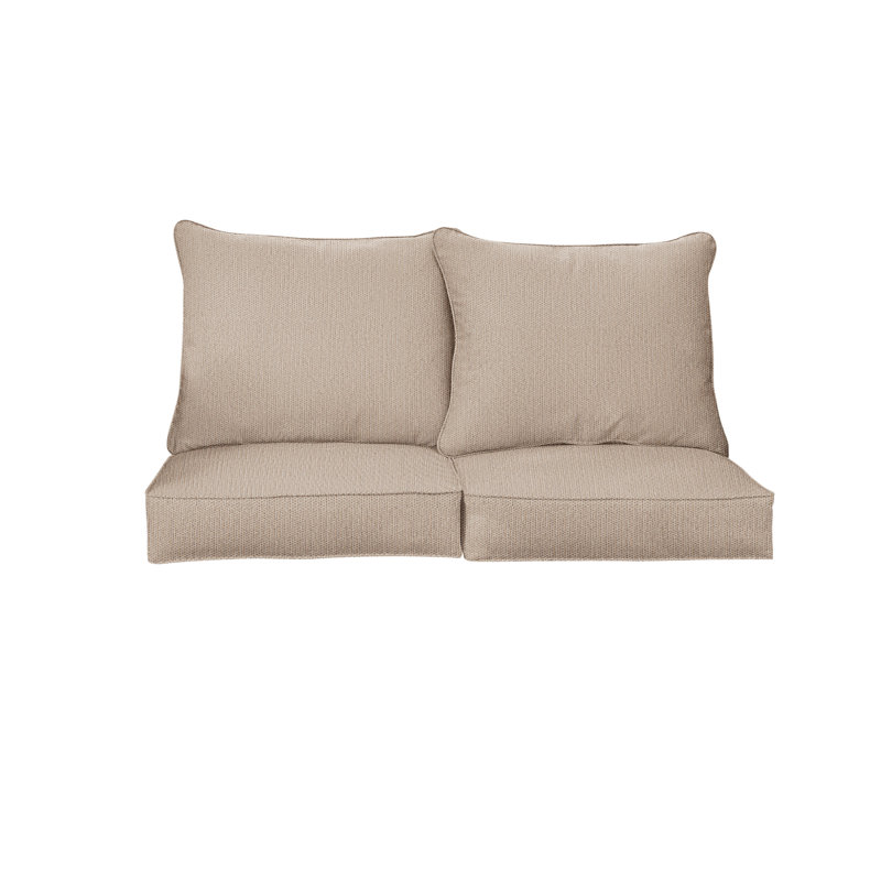 Revive Sunbrella Outdoor 5'' Loveseat Seat / Back Cushion, Gray, 23" W x 25" D