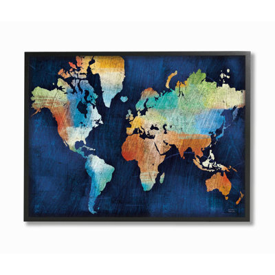 World Map Modern Rainbow Textured Design by Michael Mullen - Graphic Art