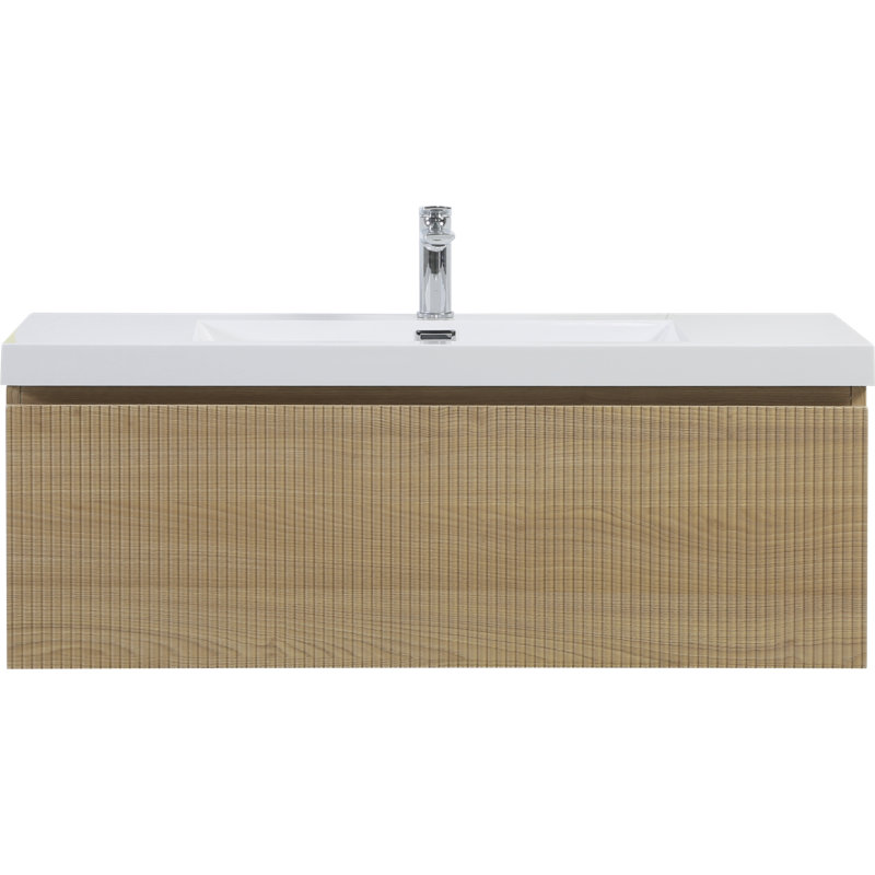 Ensemble de meuble-lavabo flottant moderne avec bois d'ingénierie durable et résine de pierre pour une salle de bain élégante
