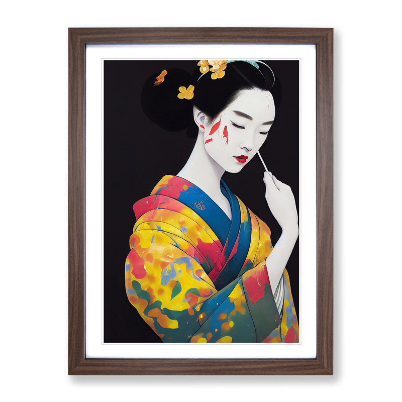Drip Geisha No.5 - Framed Print, 64cm H x 46cm W x 2cm D, Walnut