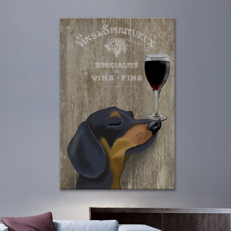 «Dog Au Vin Dachshund», reproduction d'impression sur toile tendue, H 18 po x l 12 po x P 1,5 po