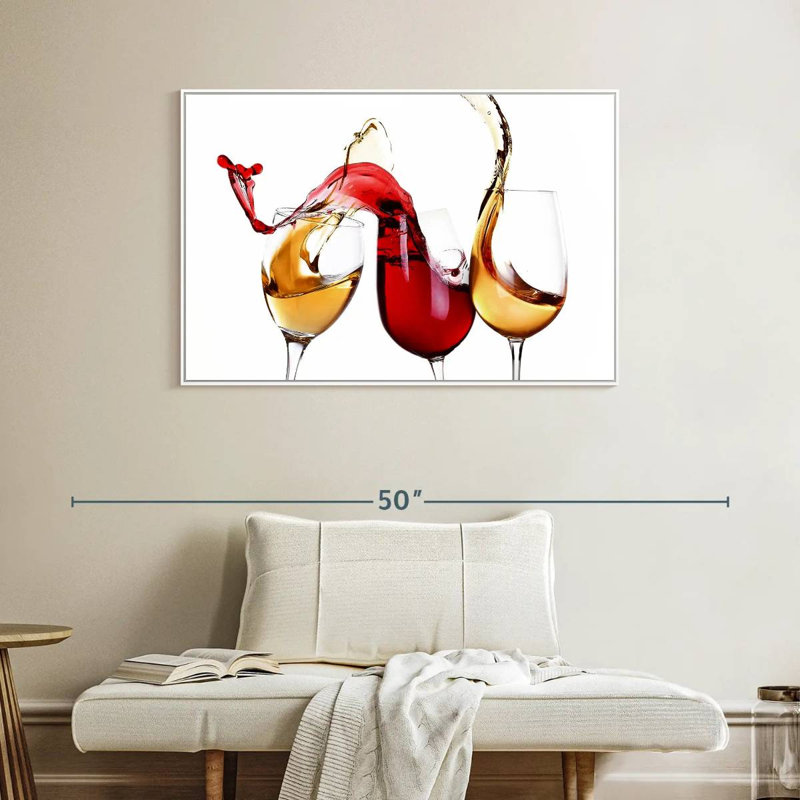 Éclaboussures de vin, Cadre flottant blanc, 40 po x 27 po