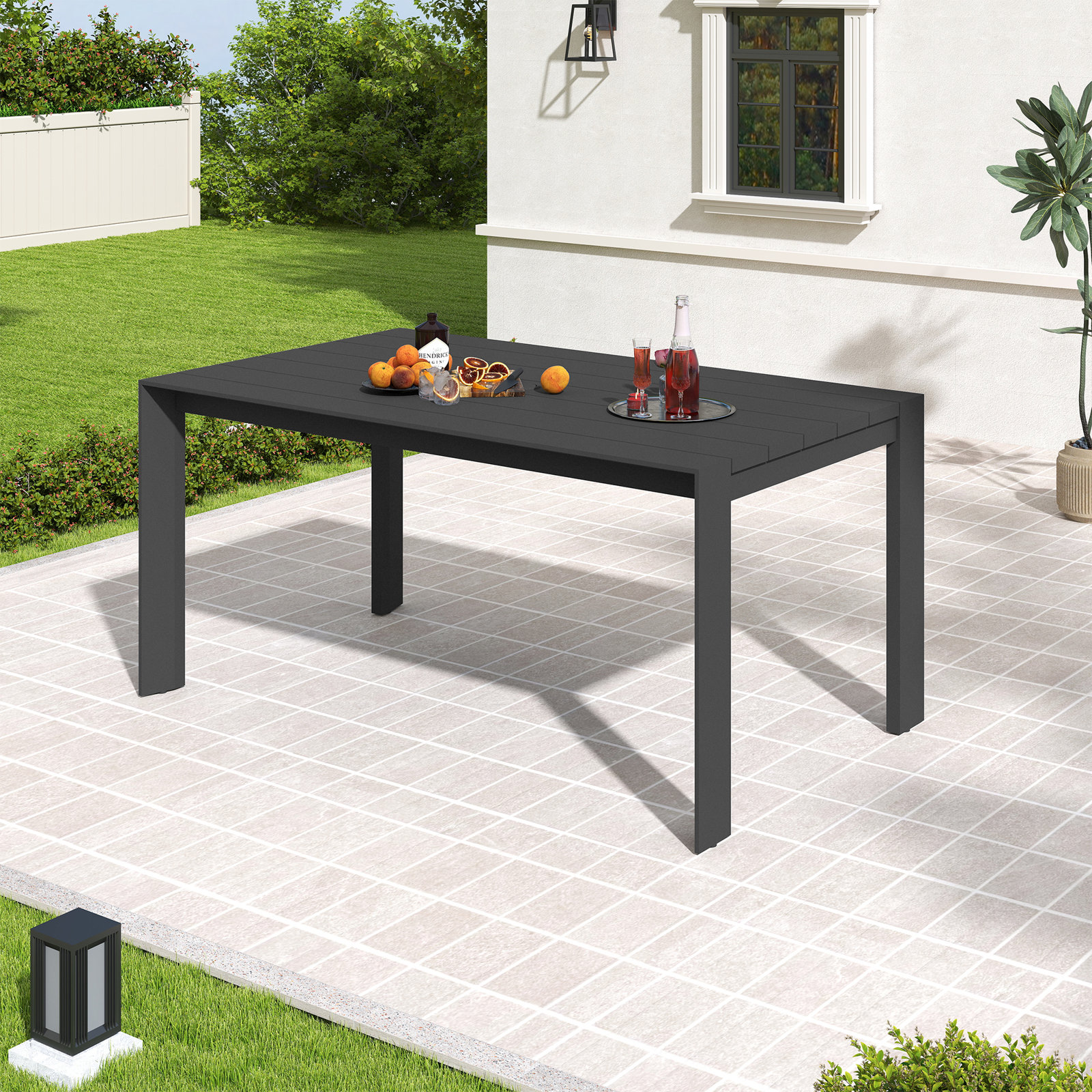 Silvia Patio Dining Table, 29.9" H x 63" W x 38.2" D