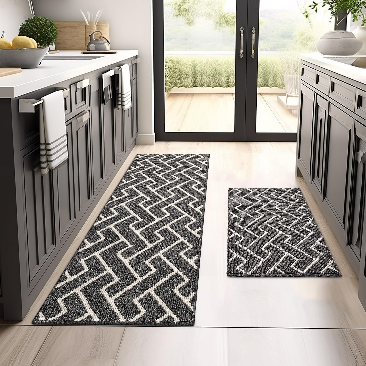 Hokku Designs Machine Washable Non-Skic Kitchen Mat 2 Pieces(Set of 2 ...