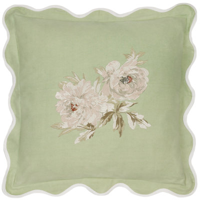 Adele Floral Green Square Cushion Cover