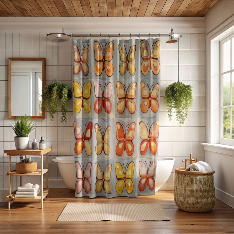 Lardner Patchwork Shower Curtain, 74"H x 71"W