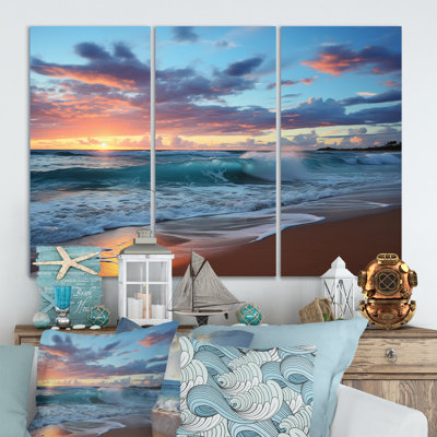 " Sunset Beachside Horizon IV " 3 - Pieces