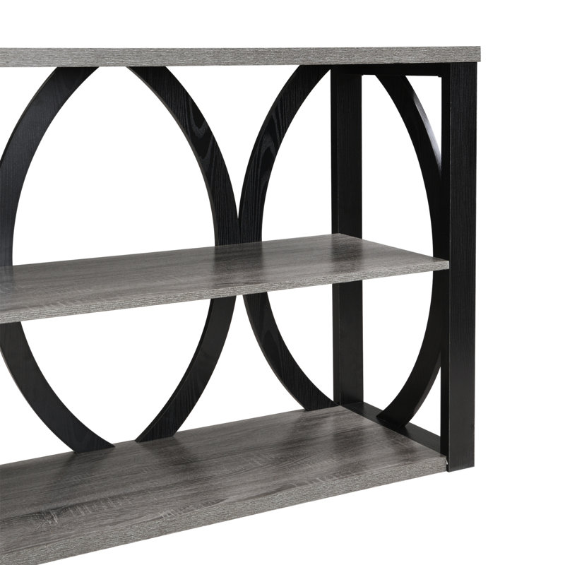 Arnedra 3-Tier Industrial Console Table, Black/Gray