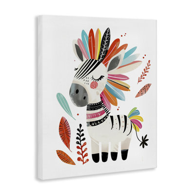  Art mural sur toile Rainbow Blooms Zebra par LSR Design Studio