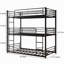 Structure de lit superposé simple noir triple, au-dessus de la conception, deux échelles pour faciliter l'ascension, barrières de sécurité pleine longueur, lit silencieux, structure en métal, accès, lits supérieurs, peu encombrant dans les petites chambres