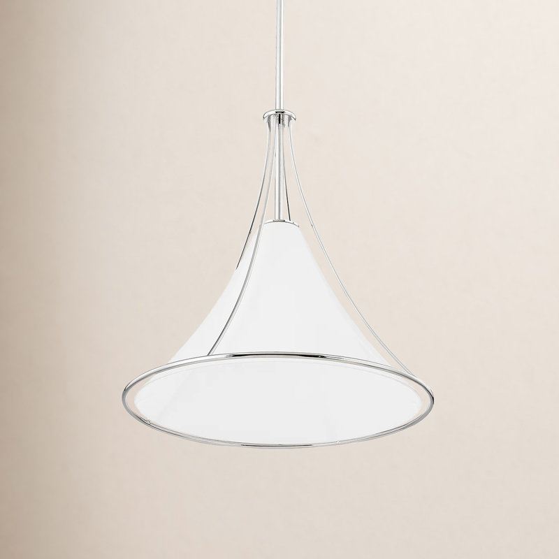 Swift Single Light Glass Steel Dimmable Pendant, 18.5" H x 17.25" W x 17.25" D, Polished Nickel