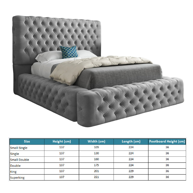 Aldon Upholstered Bed, Grey, Single (3')