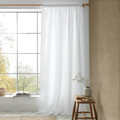 Muscat Waffle Slot Top Voile Curtain Panel Panel