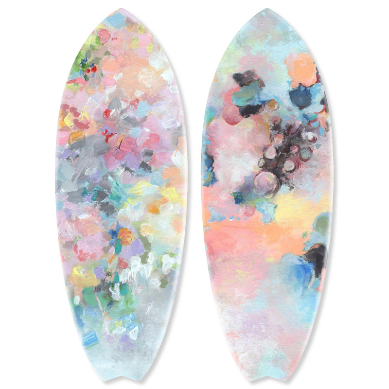 Ensemble de 2 panneaux de 13 po x 37 po Notoriart Abstract Coastal Acrylique, Ciel floral